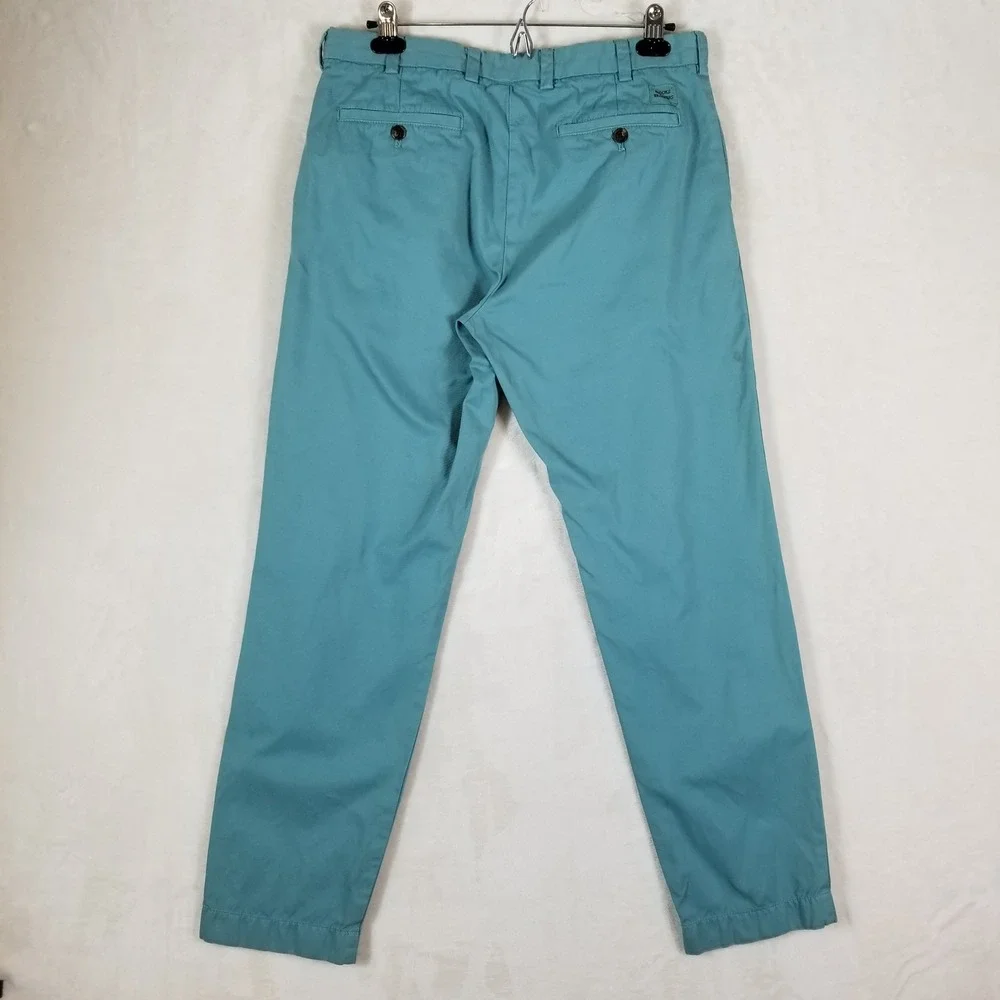 Brooks Brothers Milano Chinos Mens 34x32 Teal Slim Fit Cotton Trousers
